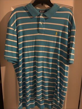 Polo by Ralph Lauren Turquoise & White Striped Polo Shirt